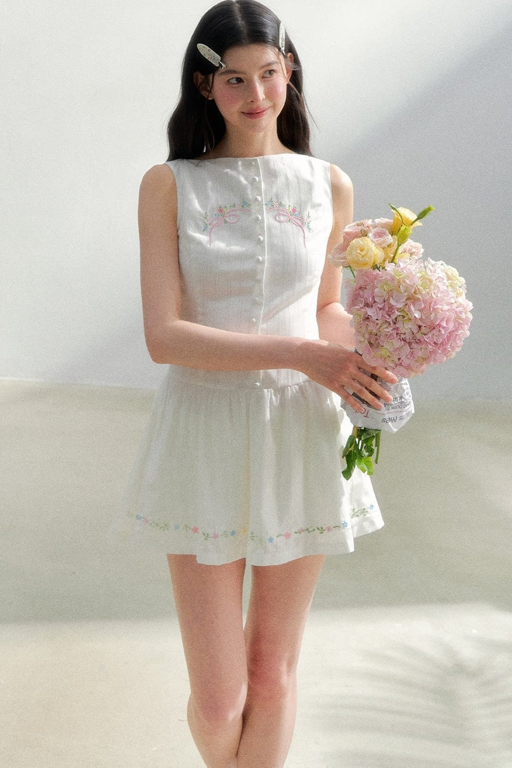 White Embroidered Summer Dress