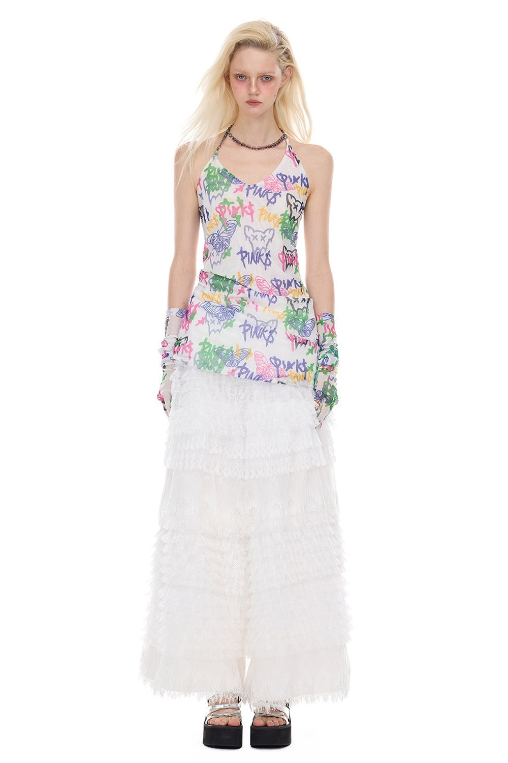 Detachable Layered Patchwork Lace Loose Pants