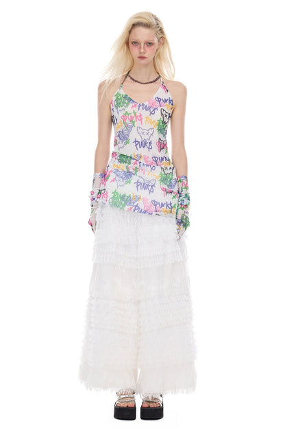 Detachable Layered Patchwork Lace Loose Pants