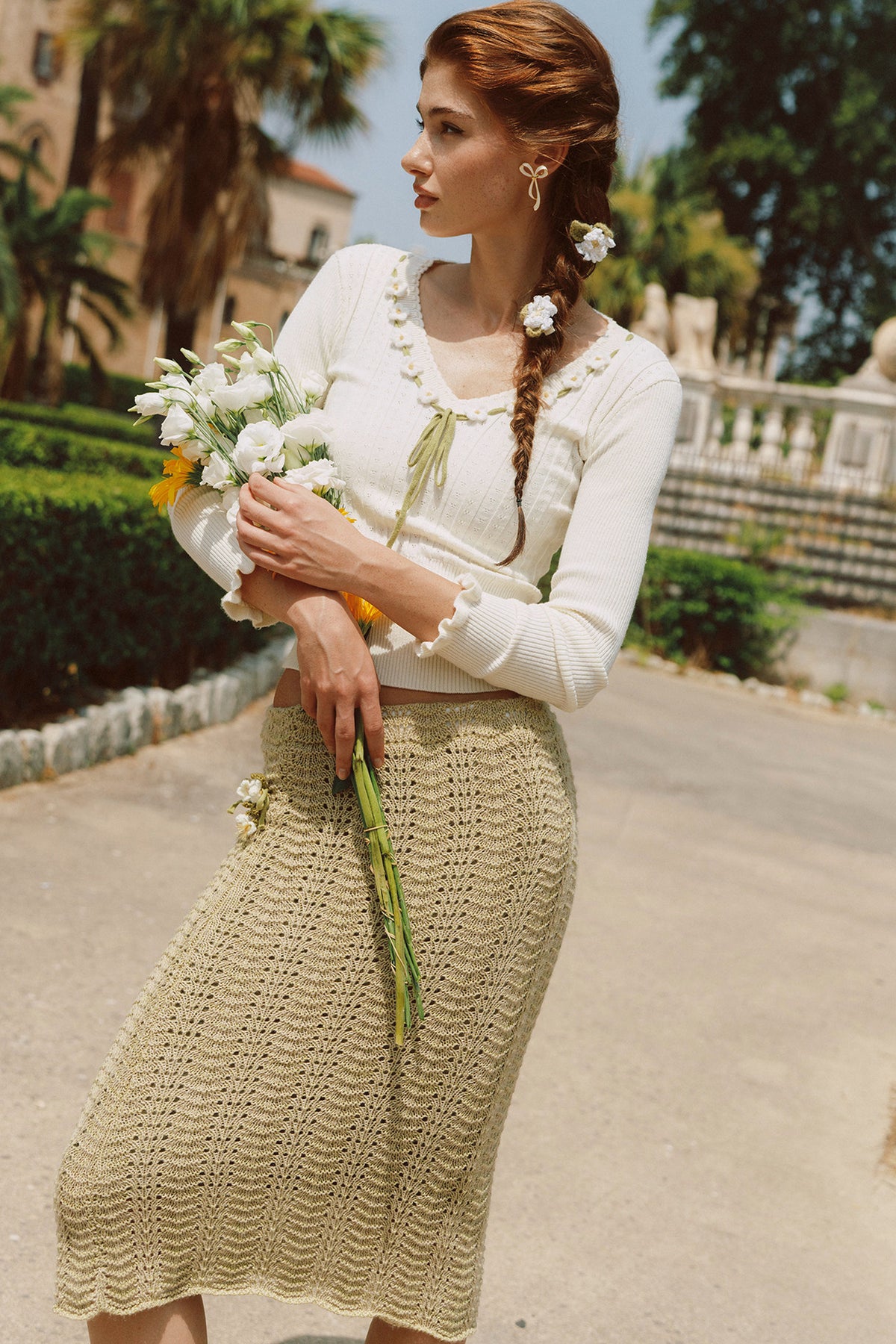 French Pastoral Retro Lazy Simple Knitted Top Set-Up