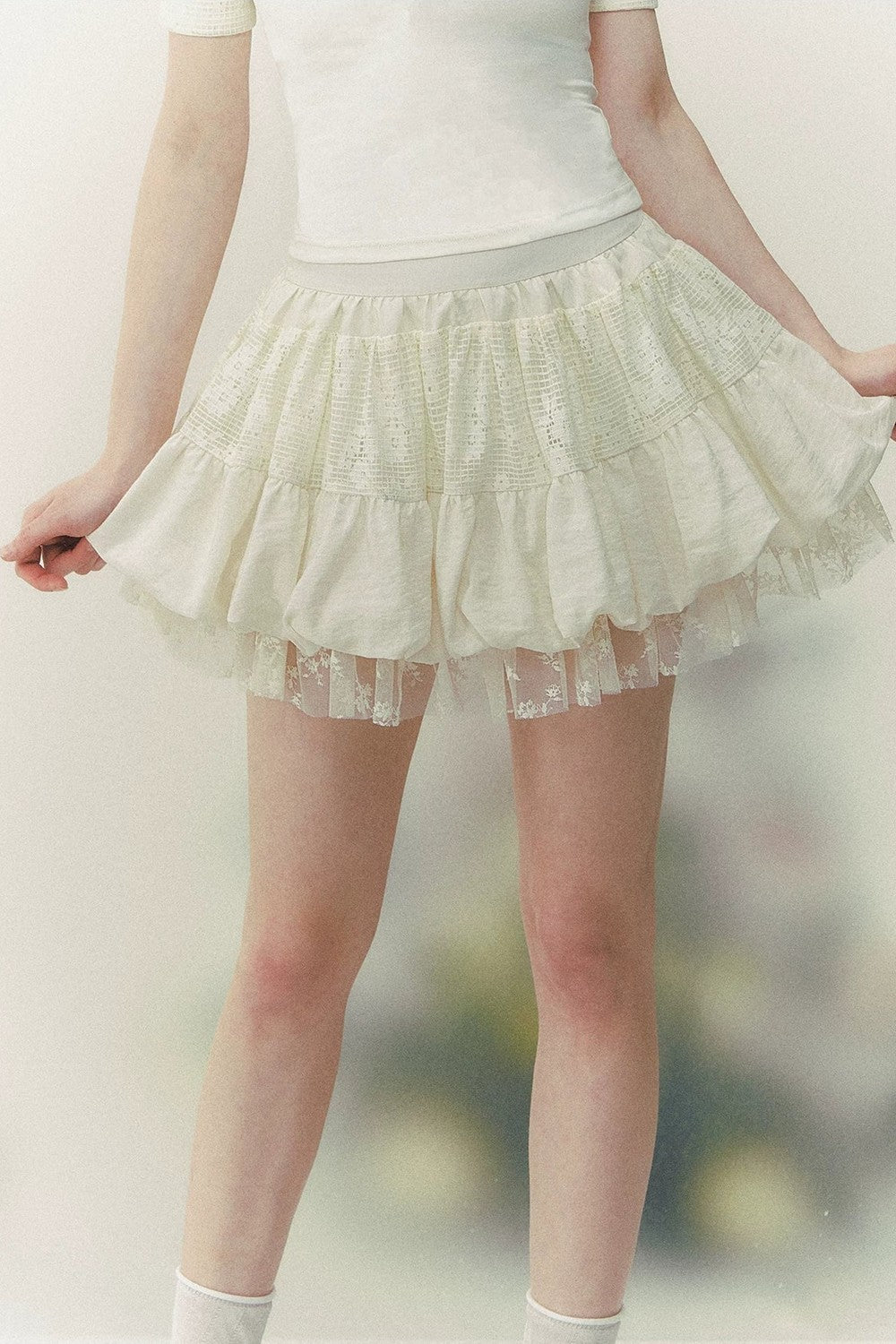 Retro Lace Tiered Skirt