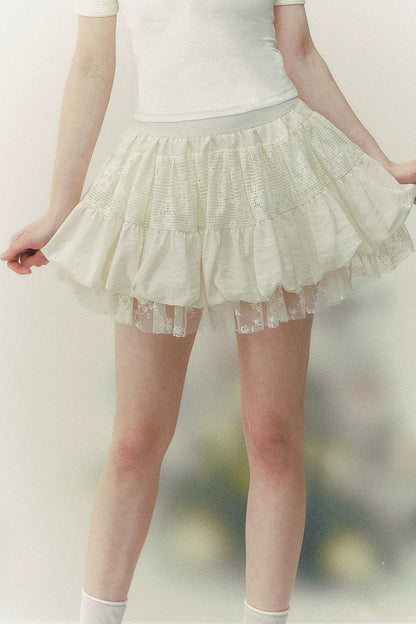 Retro Lace Tiered Skirt