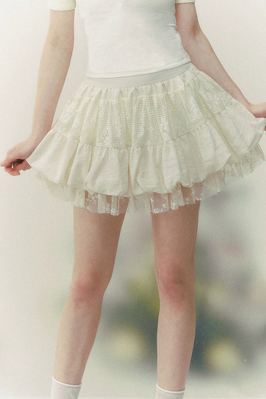 Retro Lace Tiered Skirt