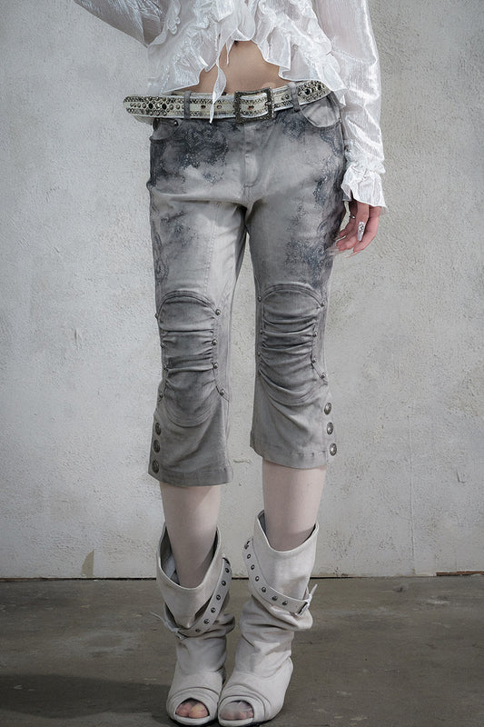 Vintage Distressed Lace Cropped Pants