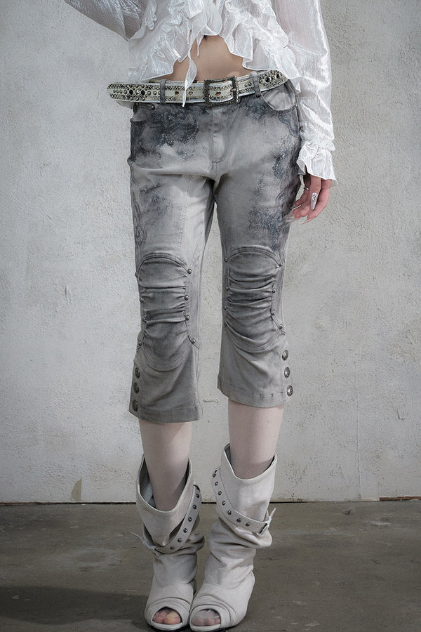 Vintage Distressed Lace Cropped Pants