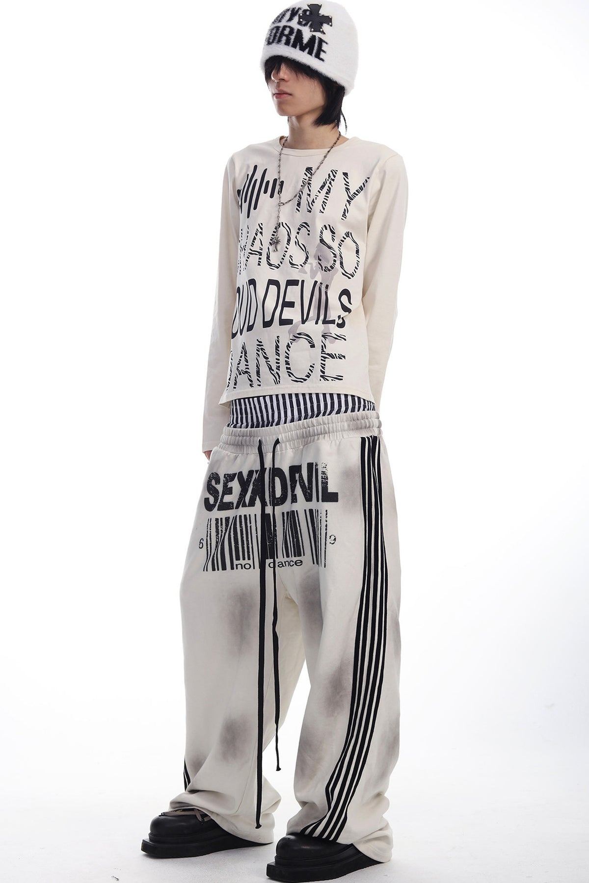 Double-Waist Five-Stripe Graphic Sweatpants