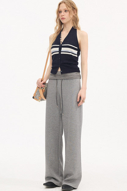 V-Neck Button Halter Vest