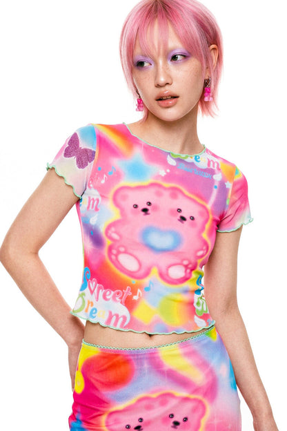 Dopamine Rainbow Mesh Dress