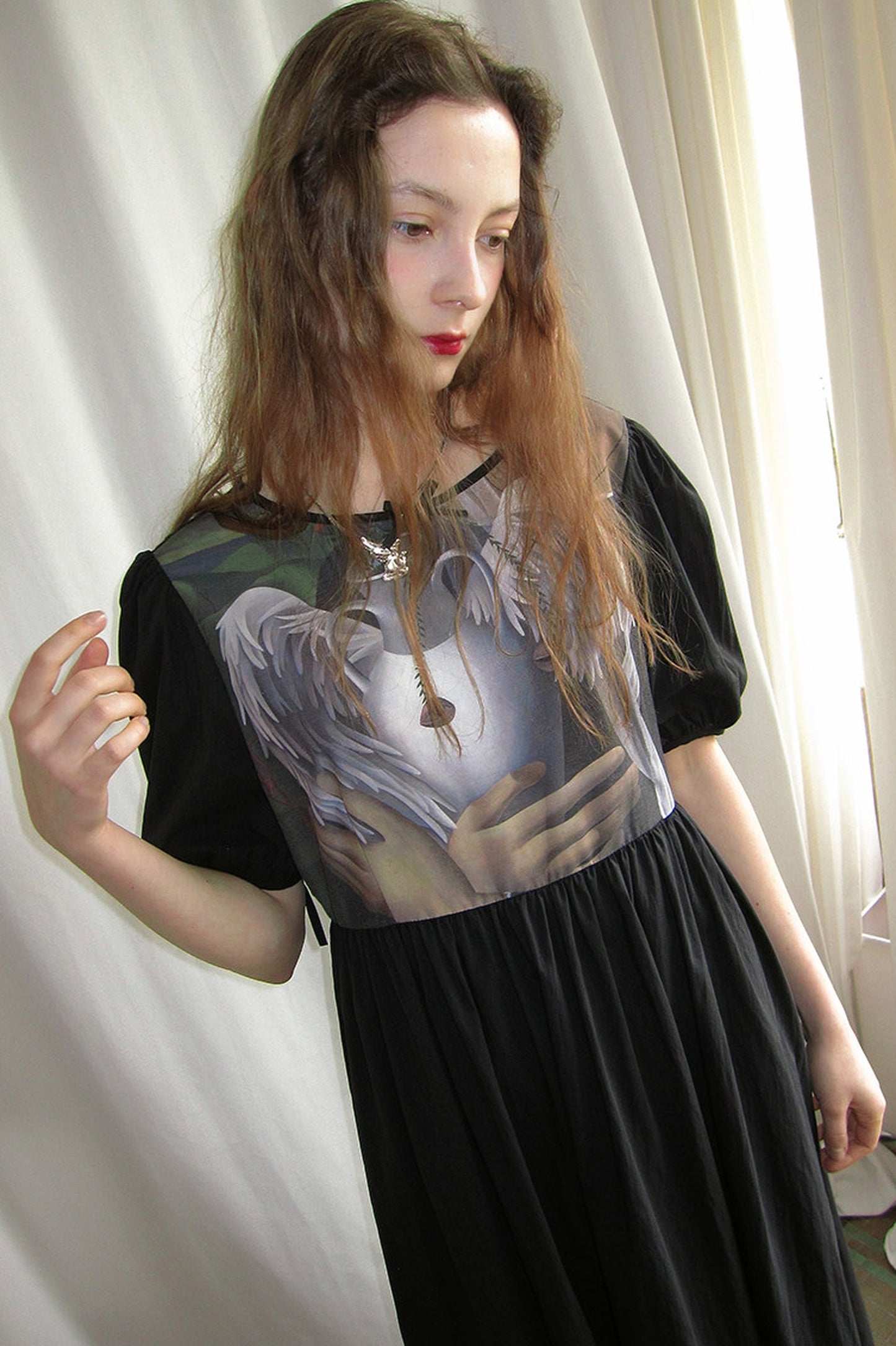 Tempera Oil Painting Print Short-Sleeved Dress