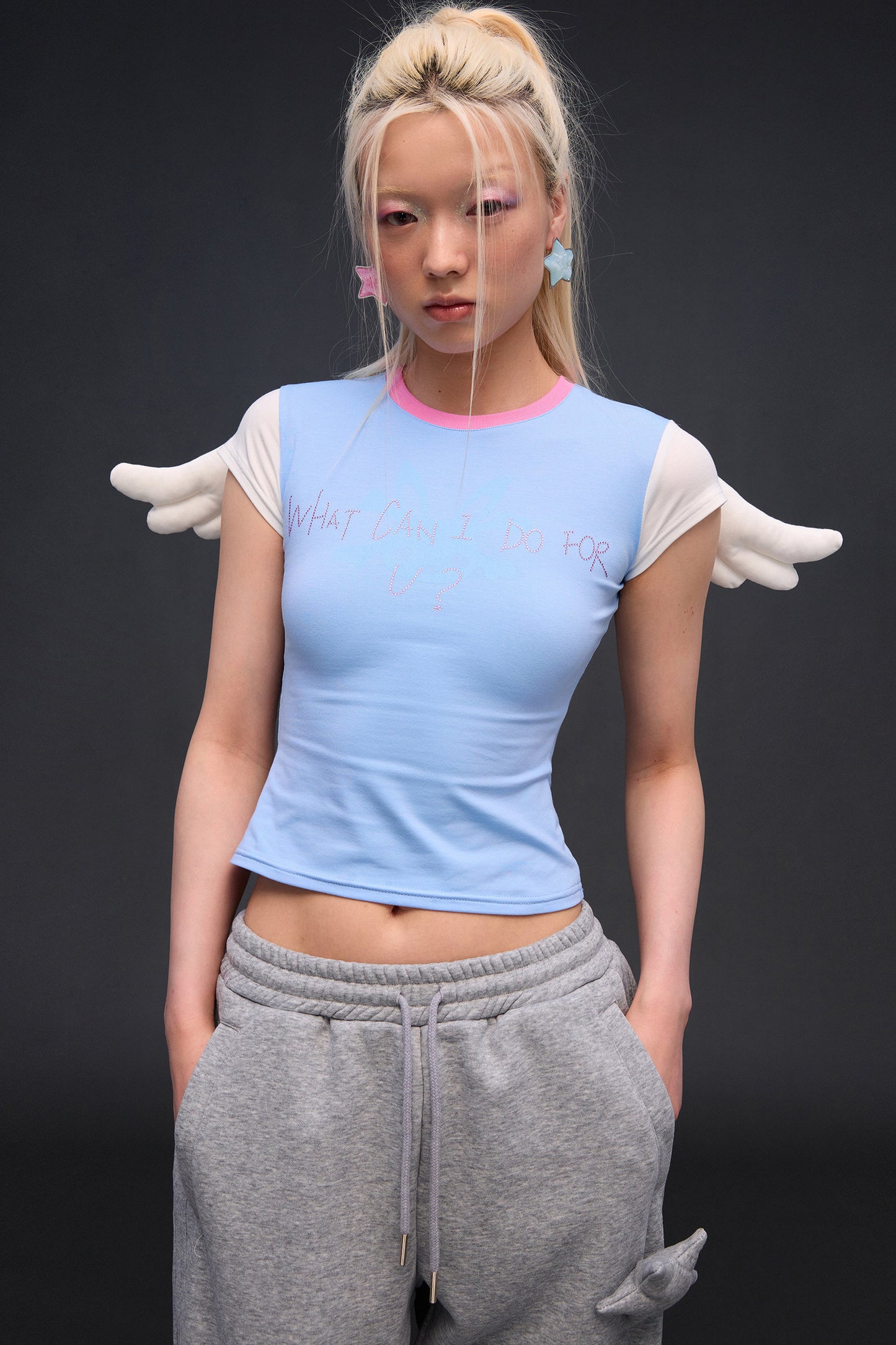 Hot-Stitched Angel Wings Blouse