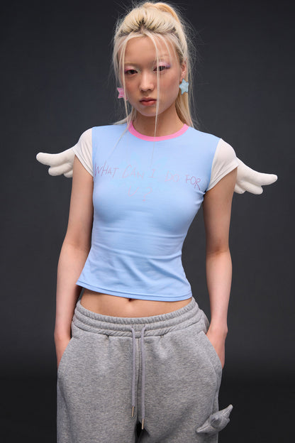 Hot-Stitched Angel Wings Blouse