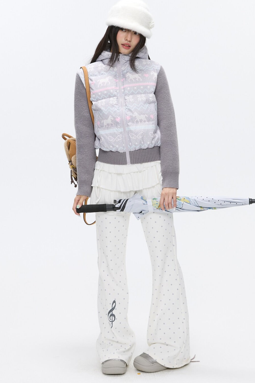 Fair Isle Sweater Down Coat