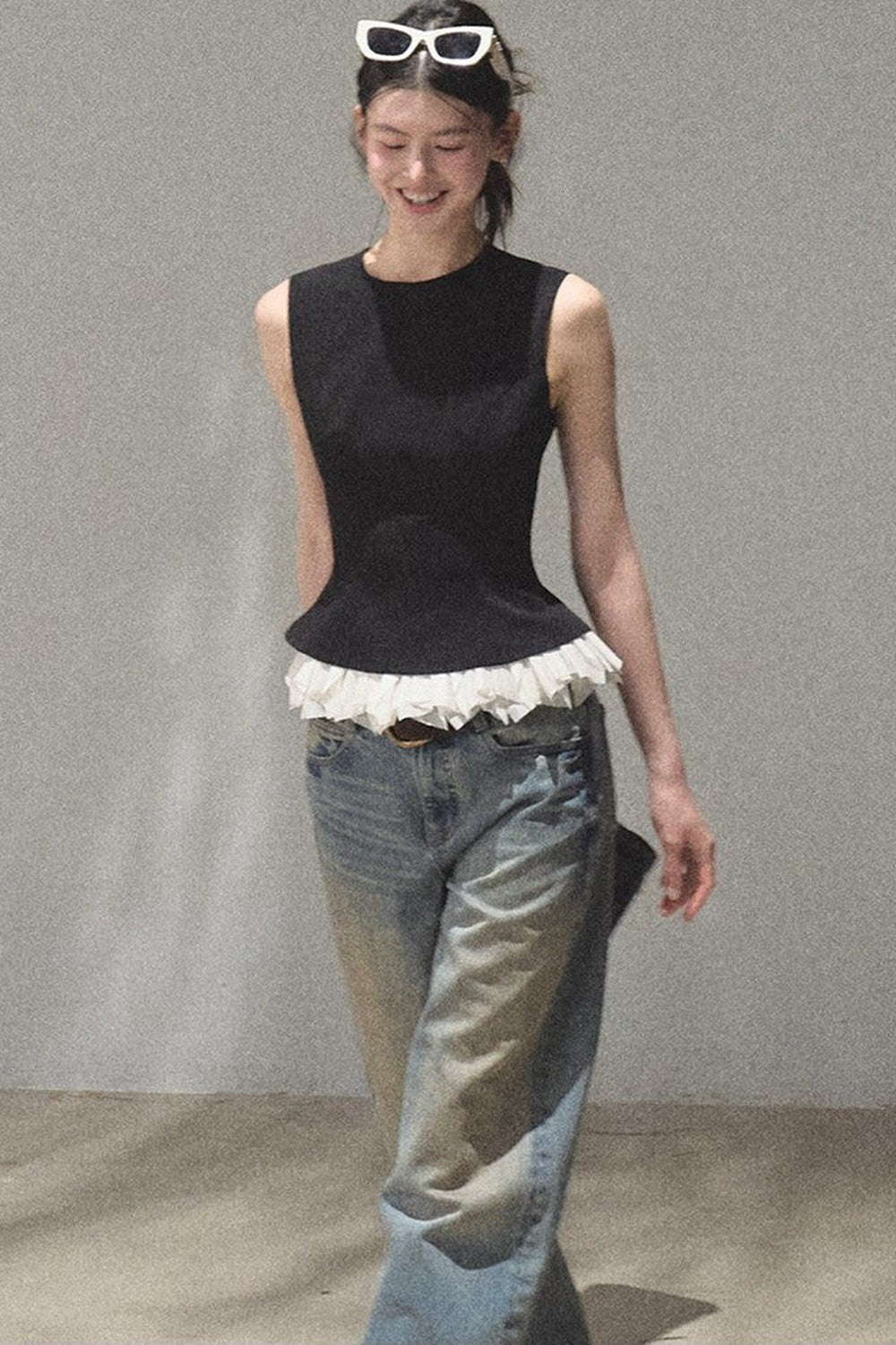 Vintage Hand-Painted Wide Leg Jeans Set
