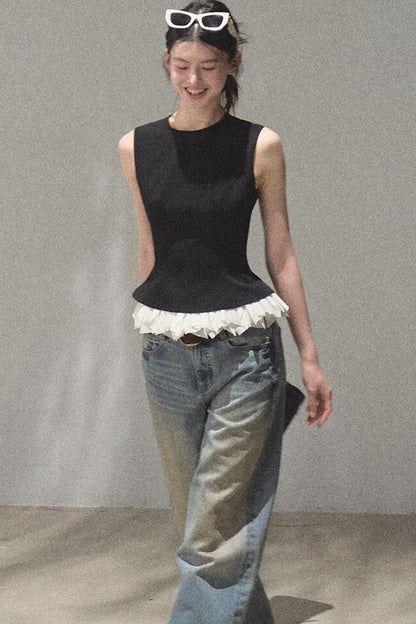 Vintage Hand-Painted Wide Leg Jeans Set