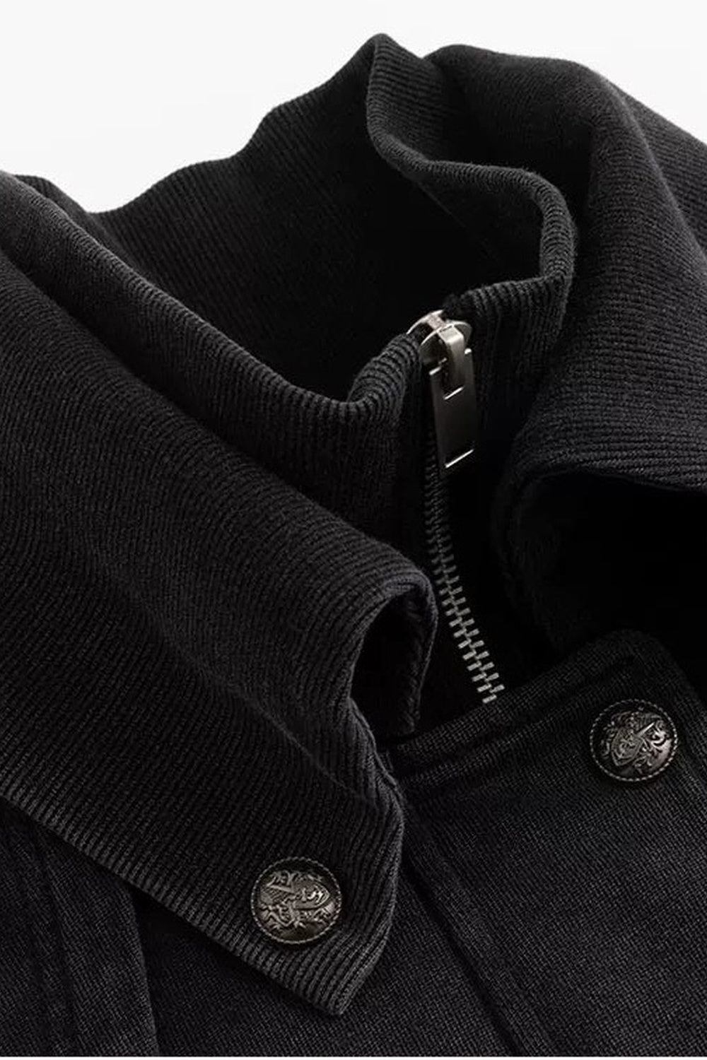 Distressed Knit Double Collar Jacket
