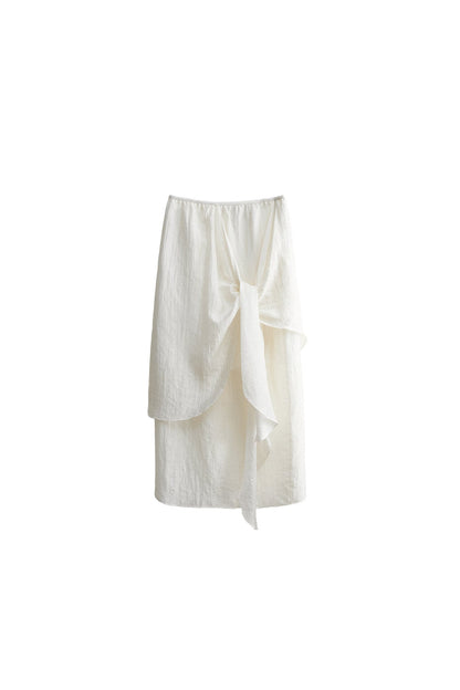Moonlight Shawl Collar Bell Sleeve Shirt Tie-Up Skirt Set-Up