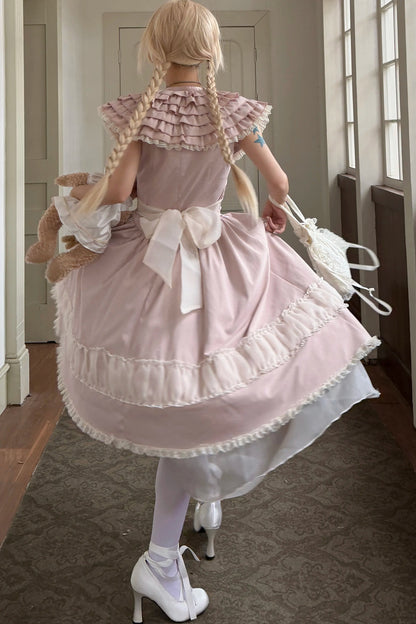Pink Lace Embroidered Dress Set-Up