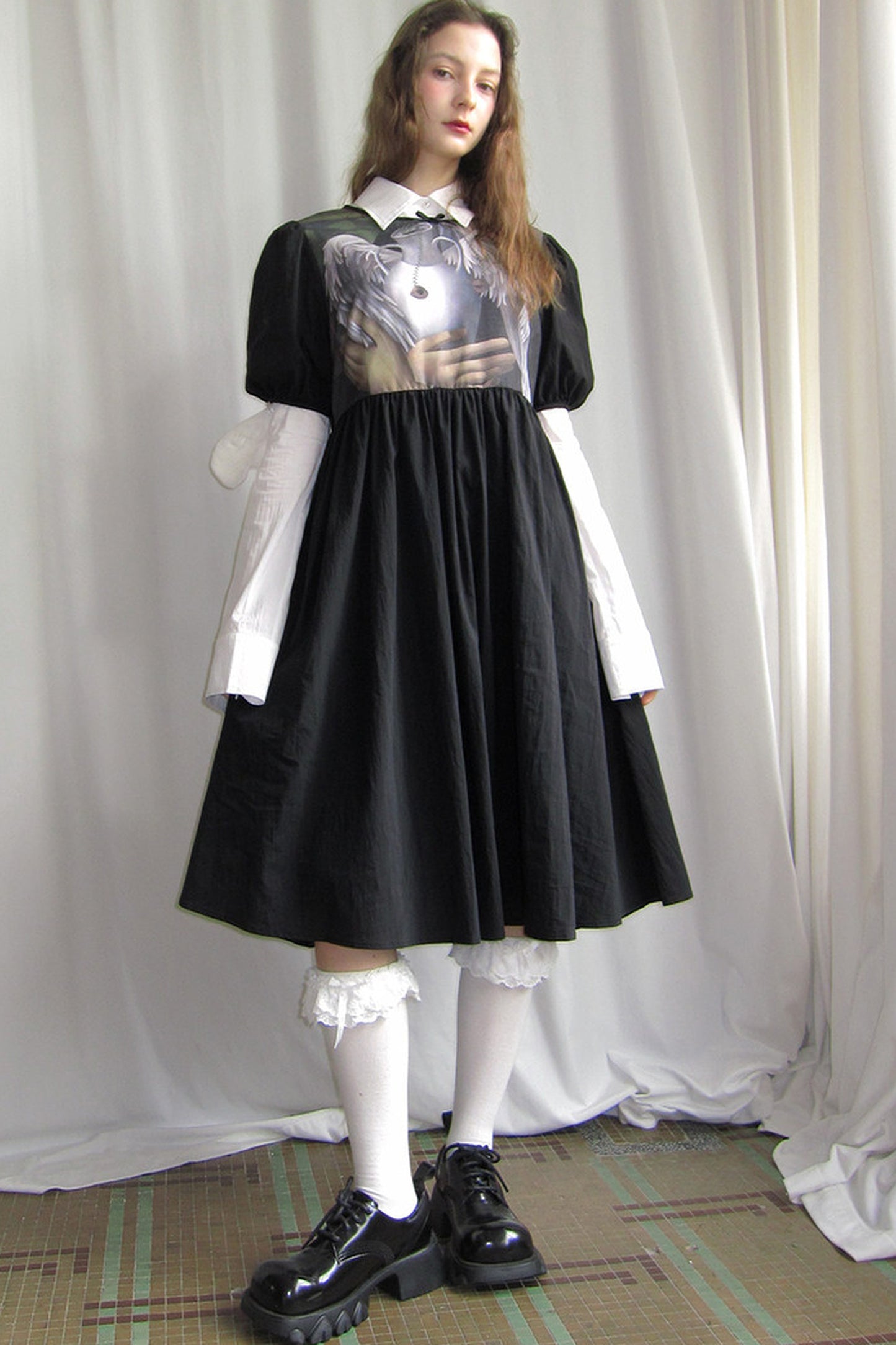 Tempera Oil Painting Print Short-Sleeved Dress