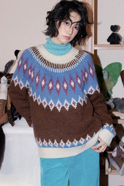 Coarse Knit Fair Isle Sweater