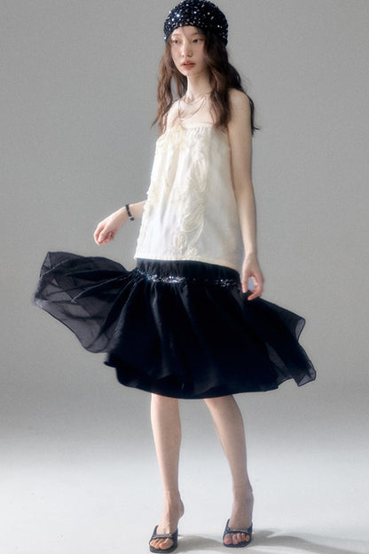 Pearlescent Mesh Sequin A-Line Skirt