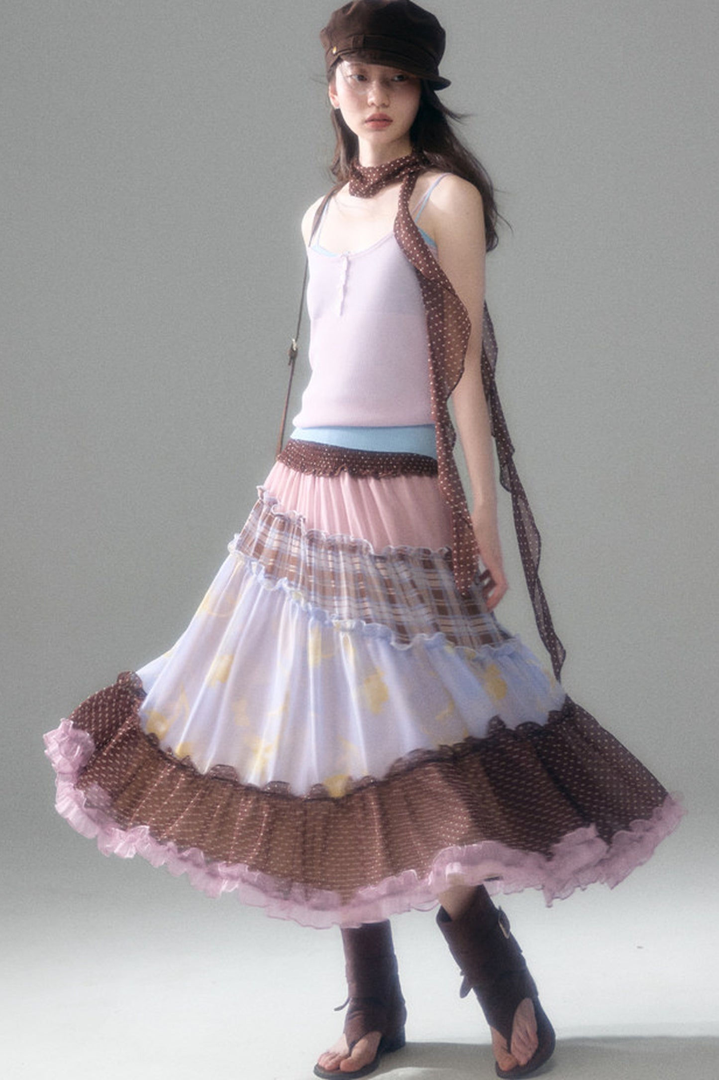 Brownie Tart Patchwork Tube Top Skirt