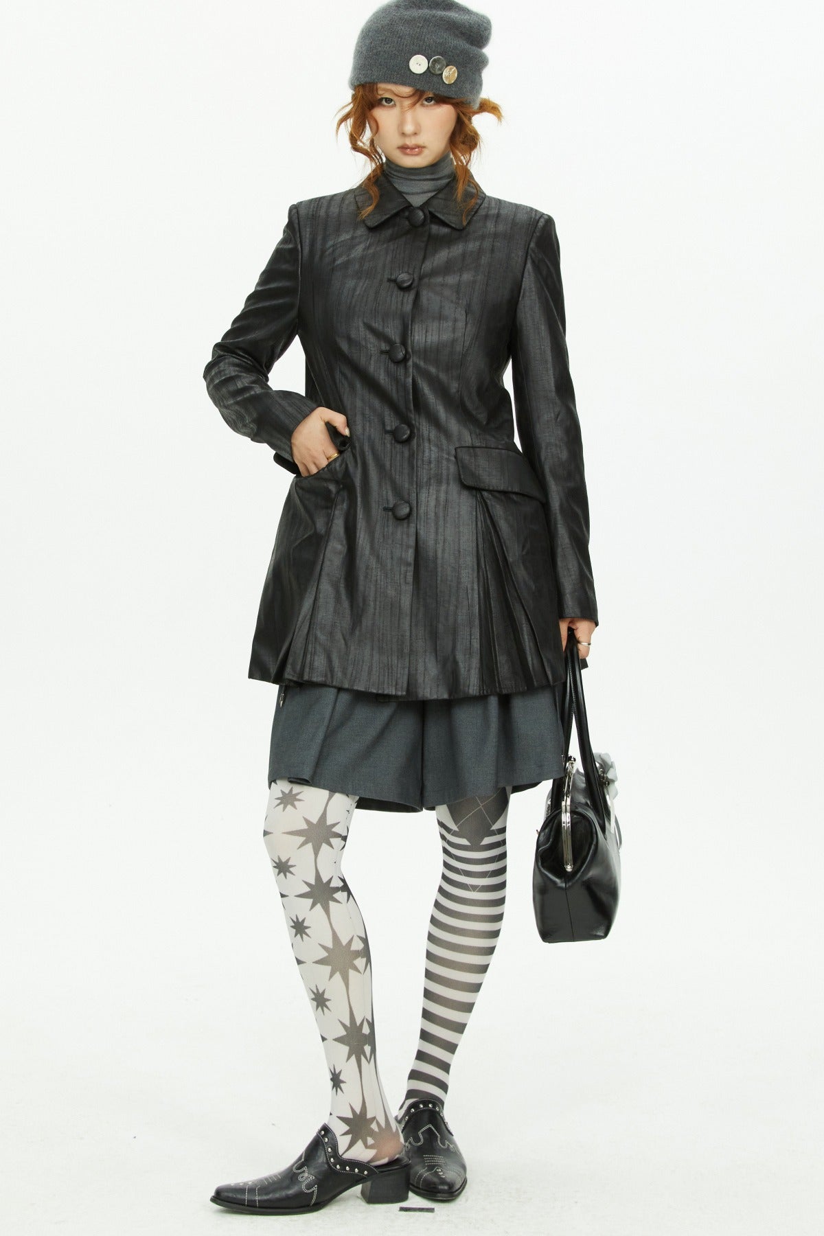 A-Line Long Leather Coat