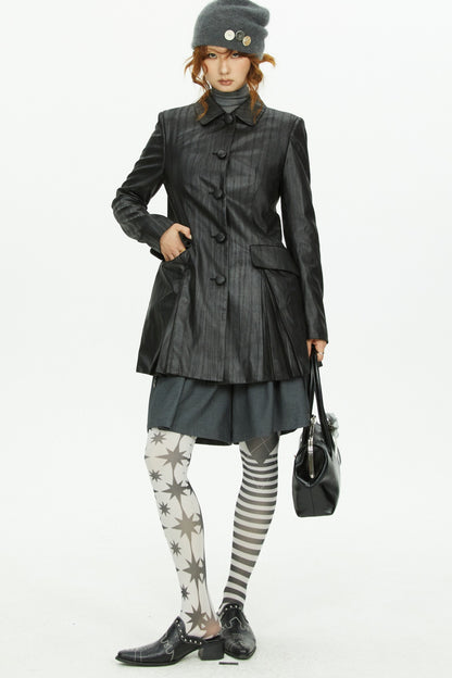 A-Line Long Leather Coat