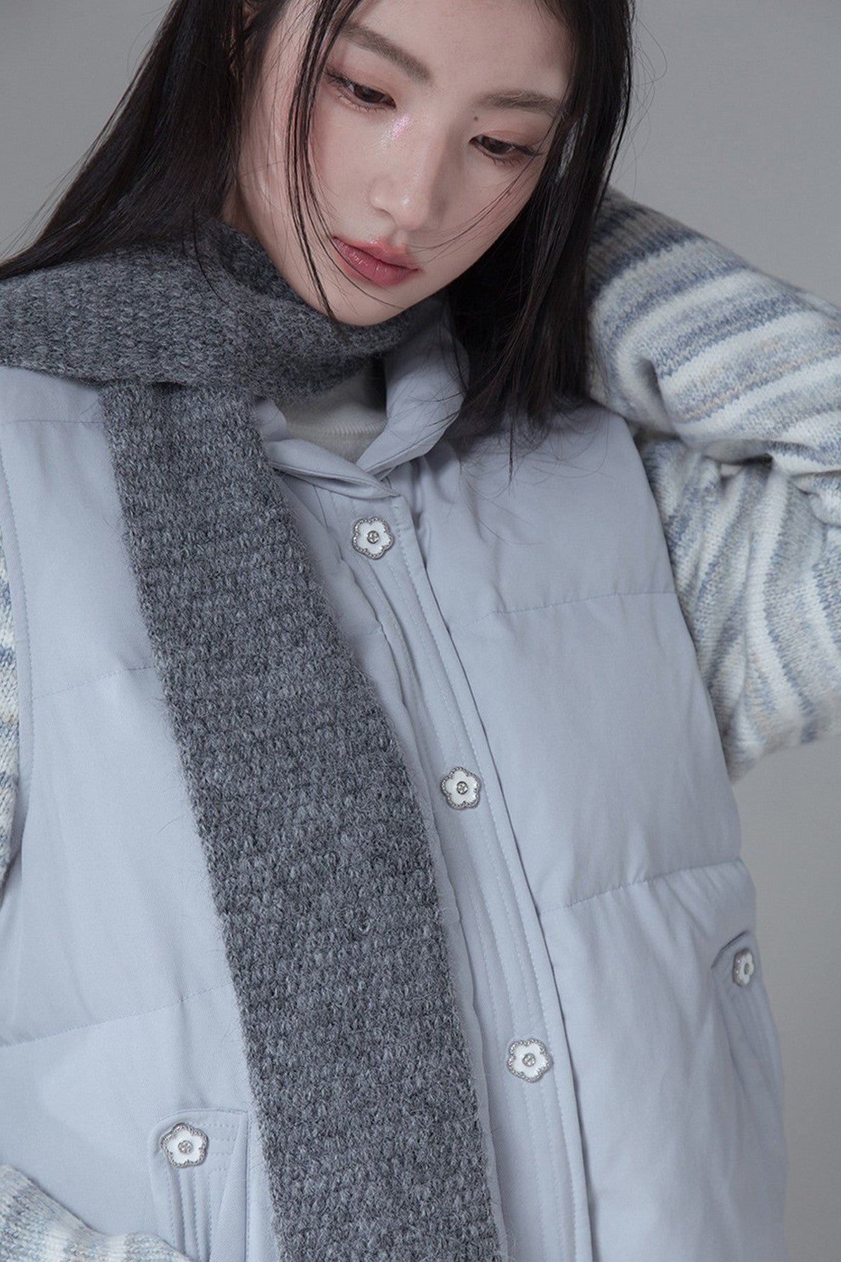 Striped Sleeve Duck Down Jacket