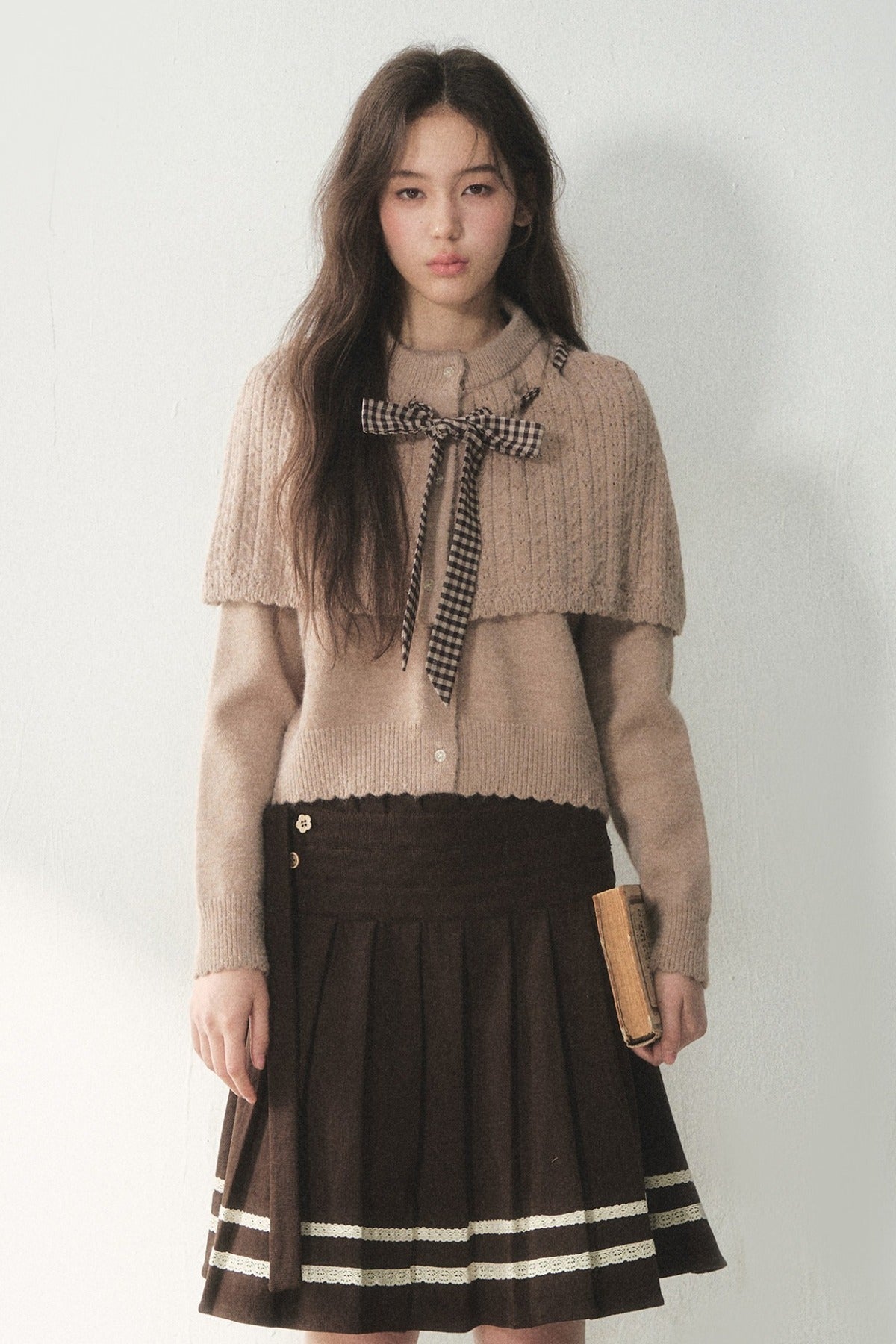 Retro Design Corduroy Pleated Skirt