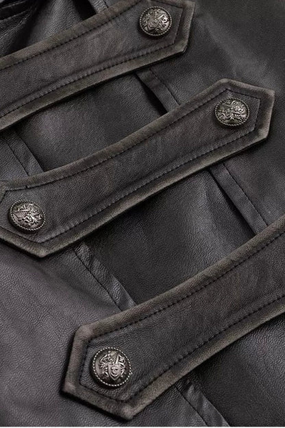 Detachable Cape Leather Jacket