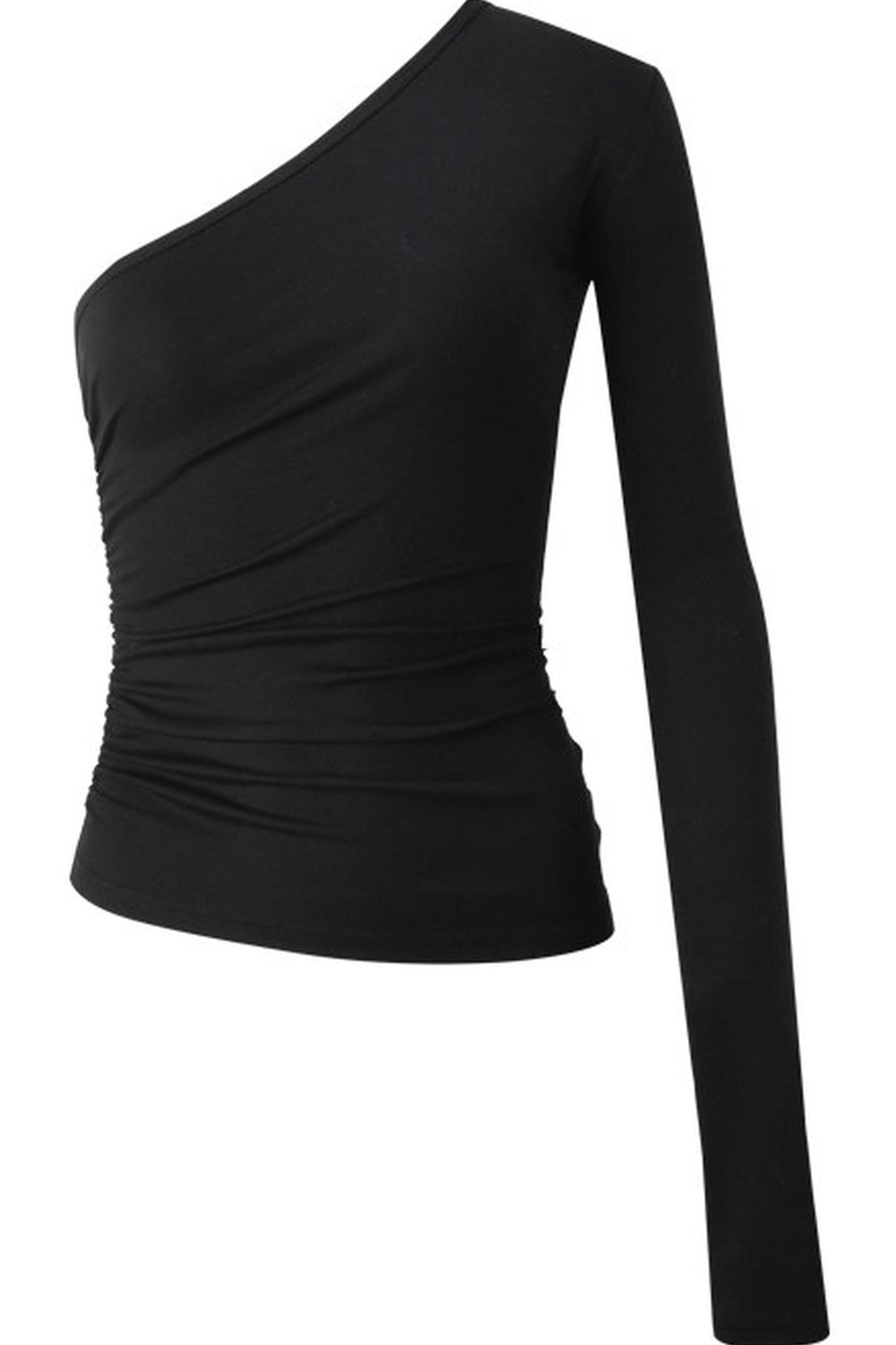 Ruched Waist One-Sleeve Knit Top