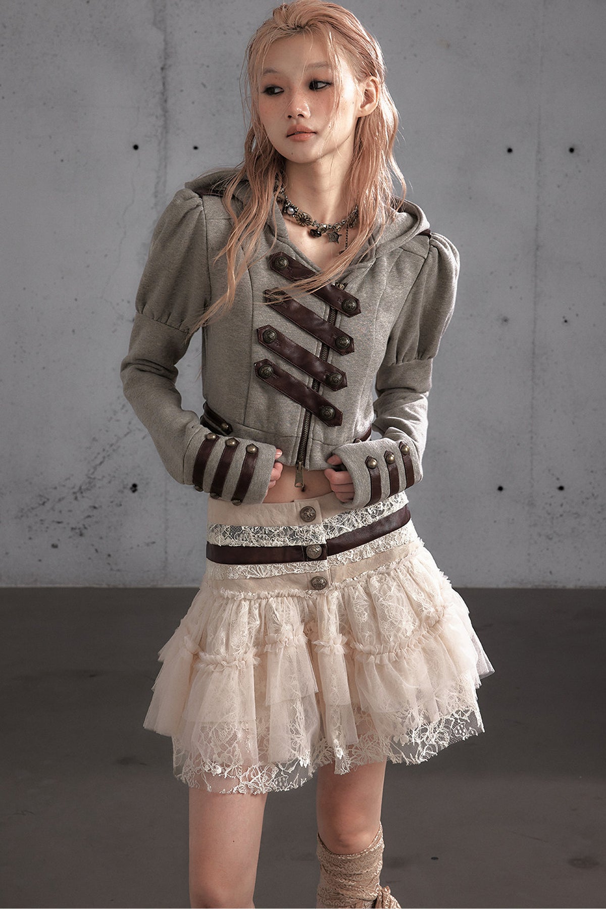 Napoleon Hooded Puff-Sleeve Sweatshirt