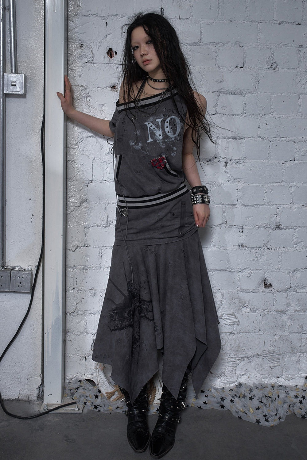 Distressed Punk Sleeveless Dress
