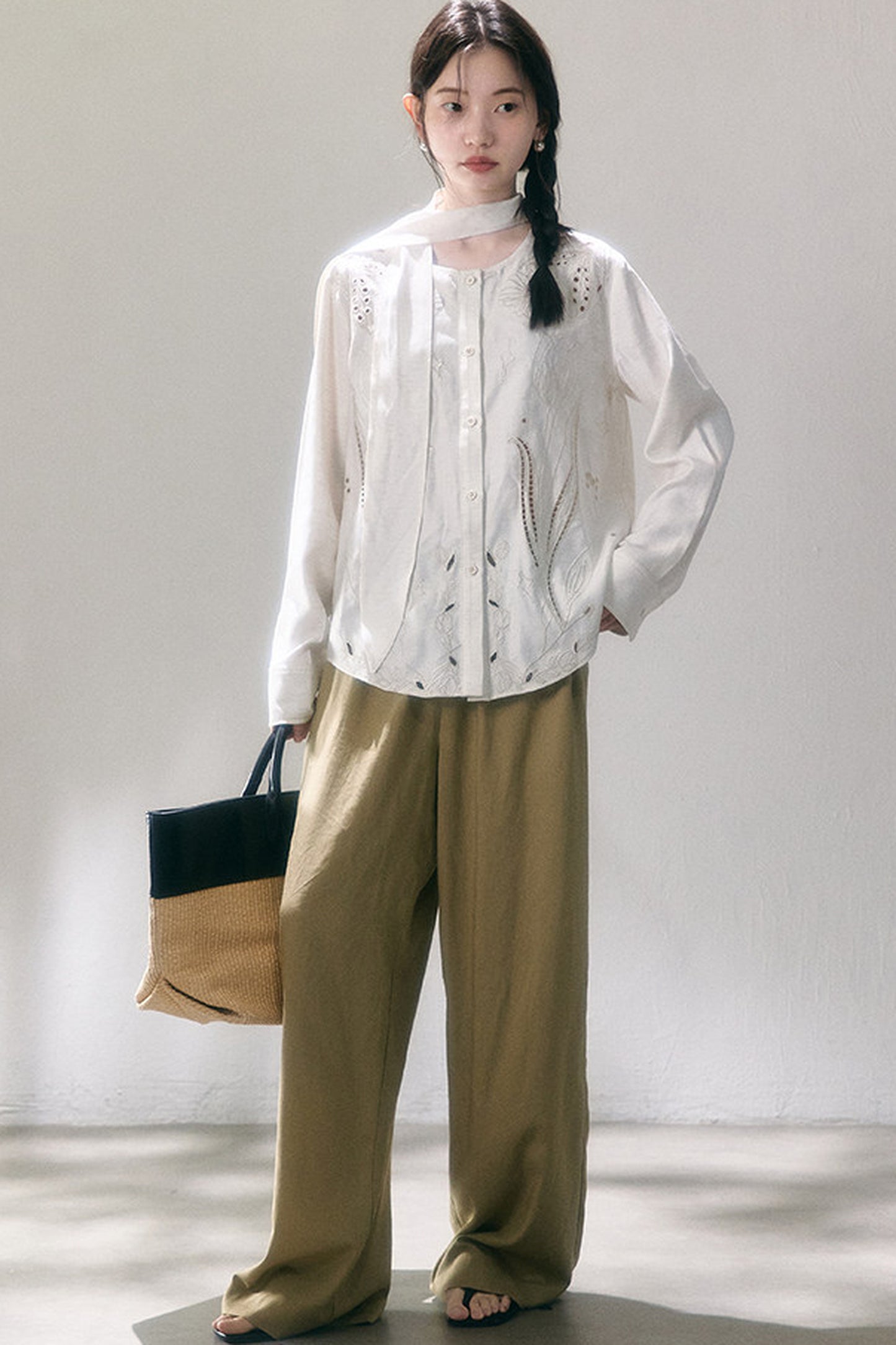 Linen Blend Air Wide-Leg Trousers