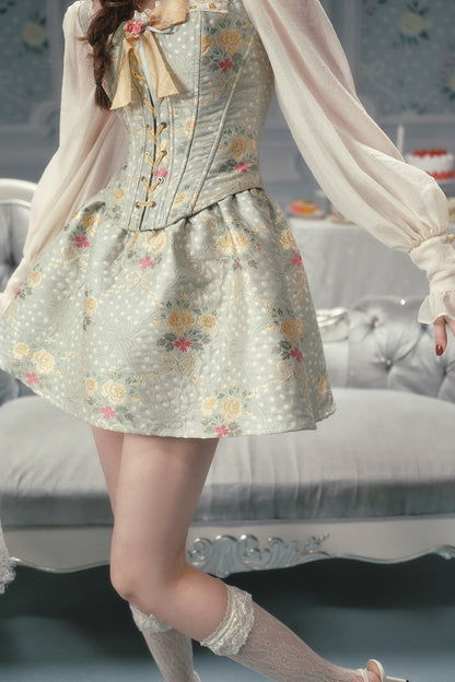 French Retro Fishbone Corset Short Dress