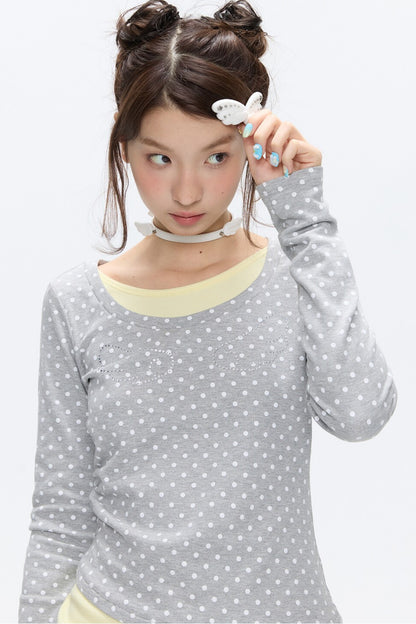 Polka Dot Layered-Look Blouse