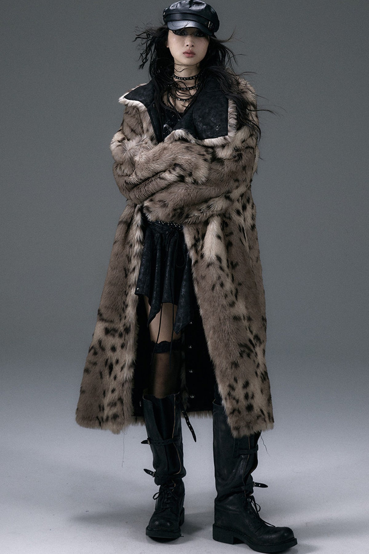 Reversible Suede Leopard Fur Coat