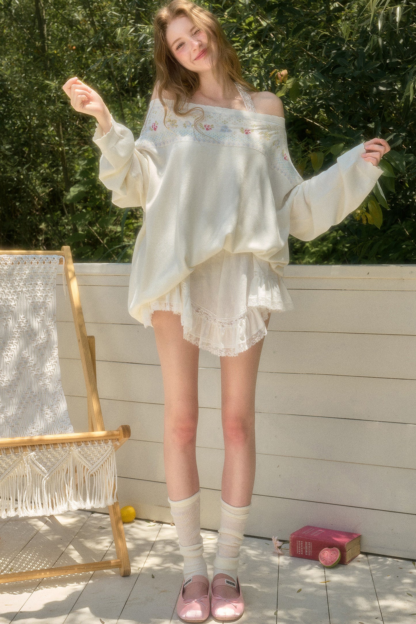 Apple Blossom Tube Top and Doll Shirt Two-Piece Set-Up