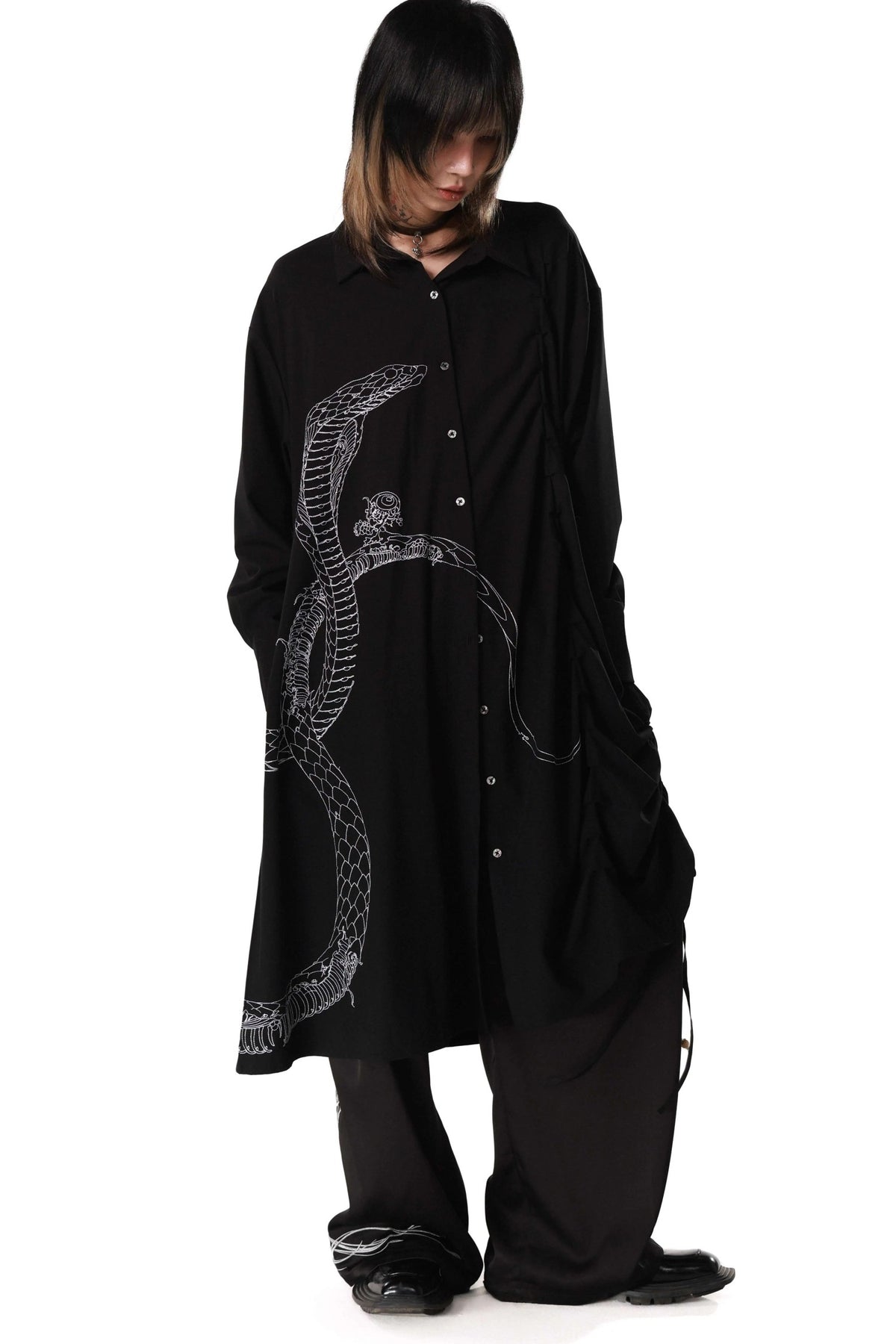 Snake Bone Deconstructed Irregular Longline Shirt