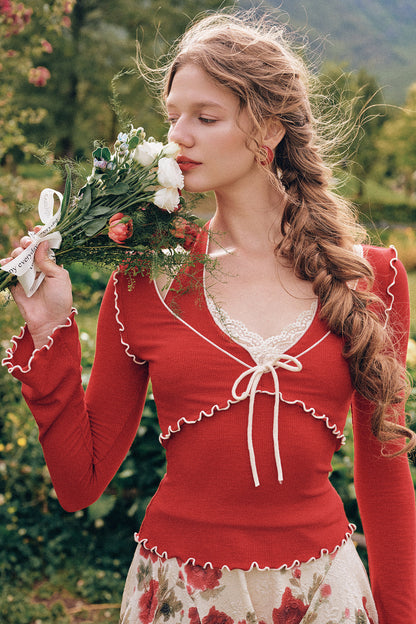 French Pastoral Floral Base Layer Top and Dress Set-Up