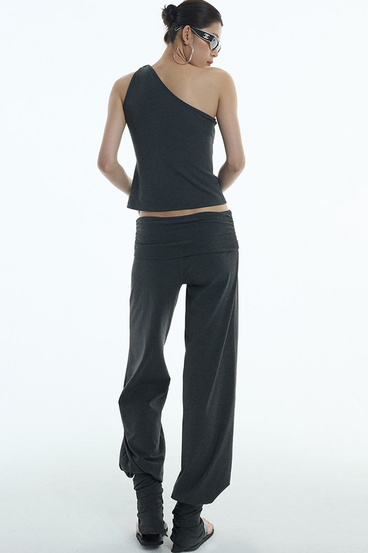 Lyocell One-Shoulder Top And Pants Set-Up
