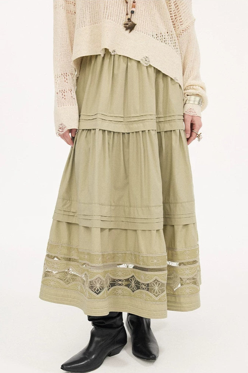 Hollow Lace A-Line Skirt