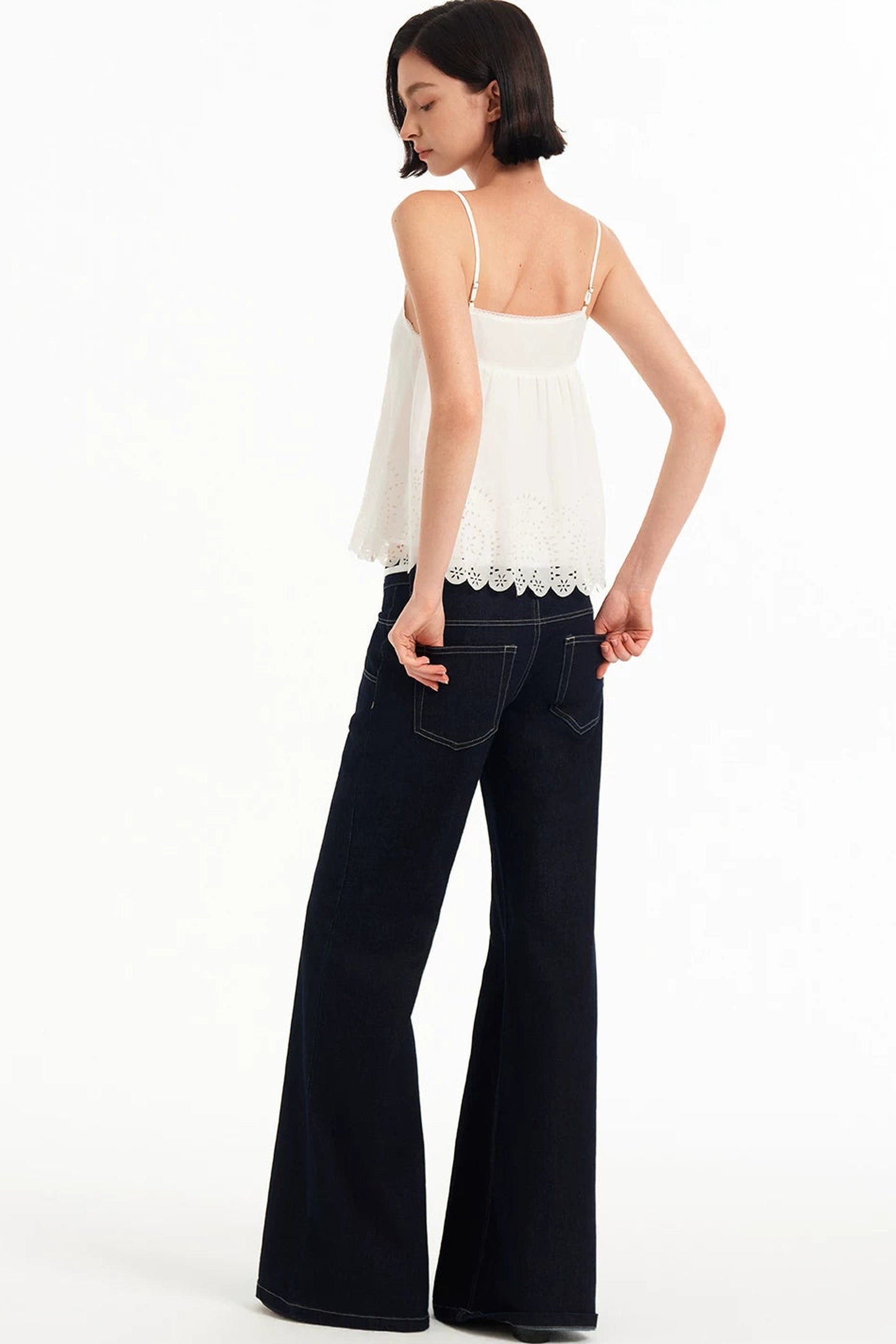 Hollow-Out V-Neck Bowknot Lace Camisole