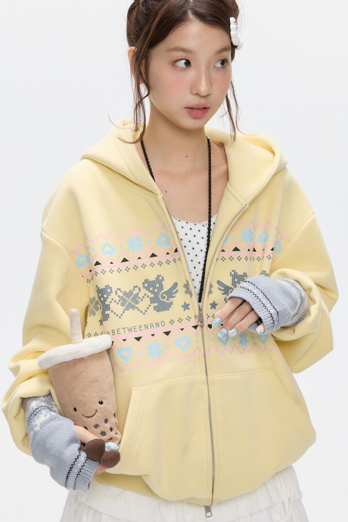 Yellow Bear Fair Isle Hoodie