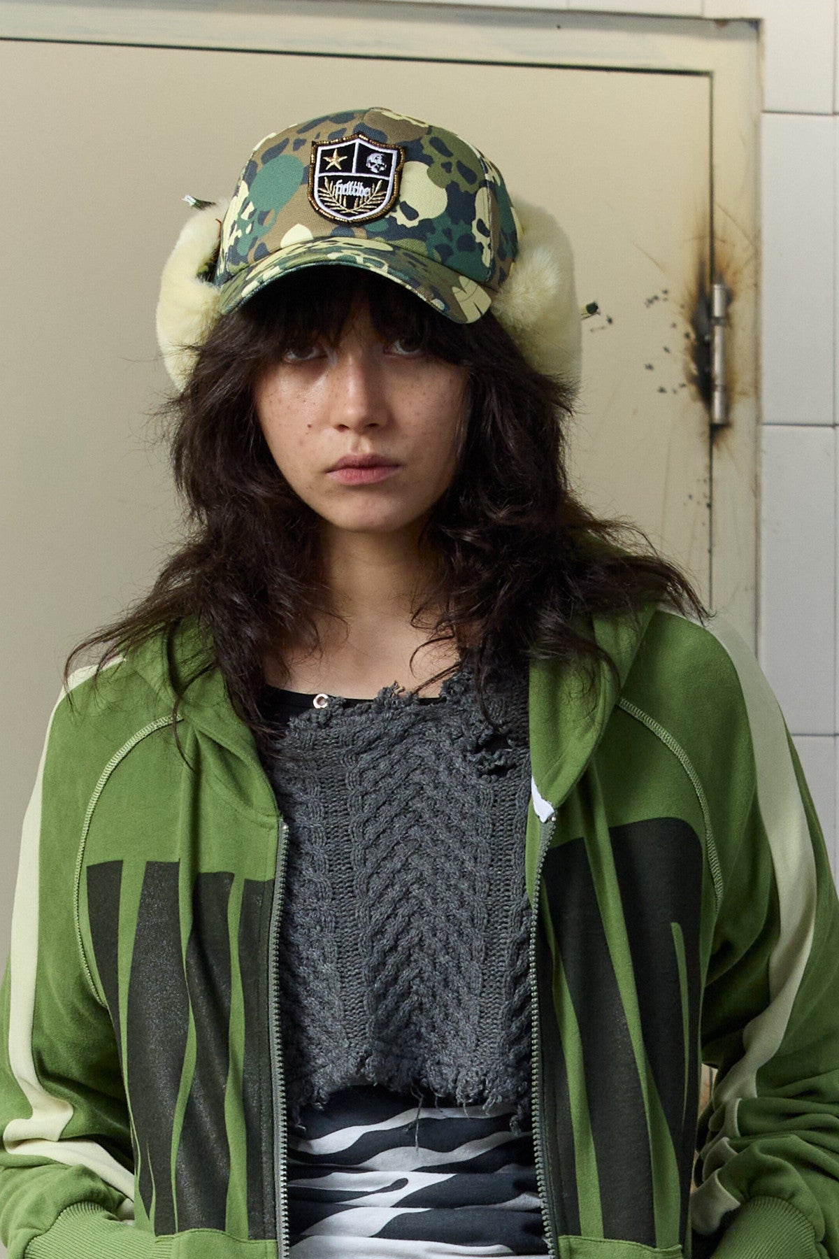 Camouflage Fur Earflap Baseball Cap