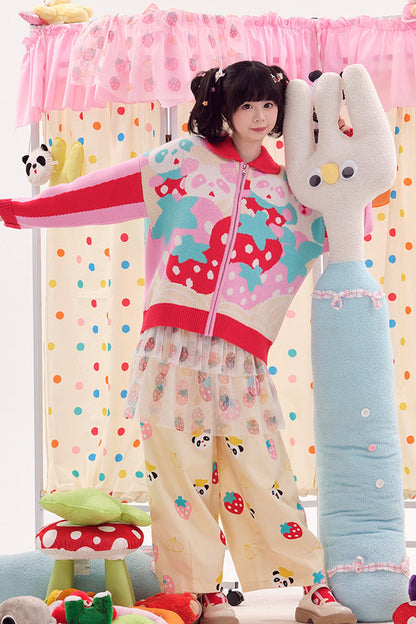 Jeans im japanischen Stil mit Panda-Motiv