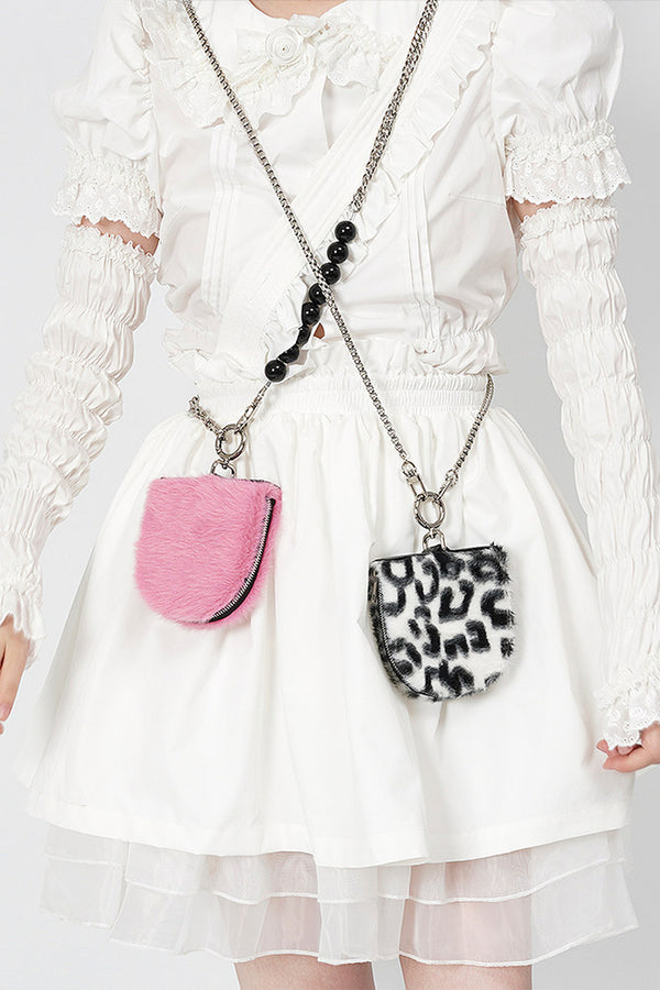 Color-Blocking Plush Coin Purse