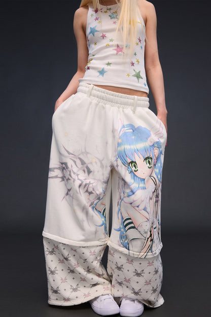Detachable Angel Print Sweatpants