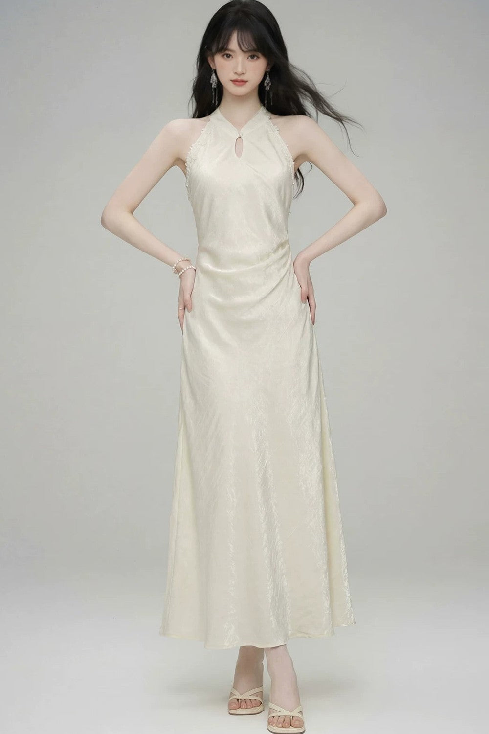Chinese Style Jade Lace Cheongsam Dress