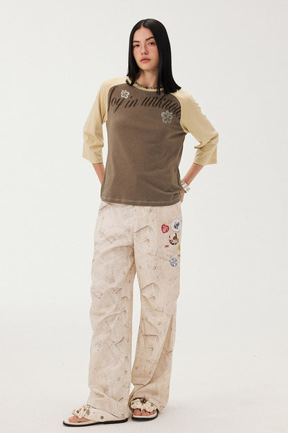 Oversized Slogan Print Raglan T-Shirt